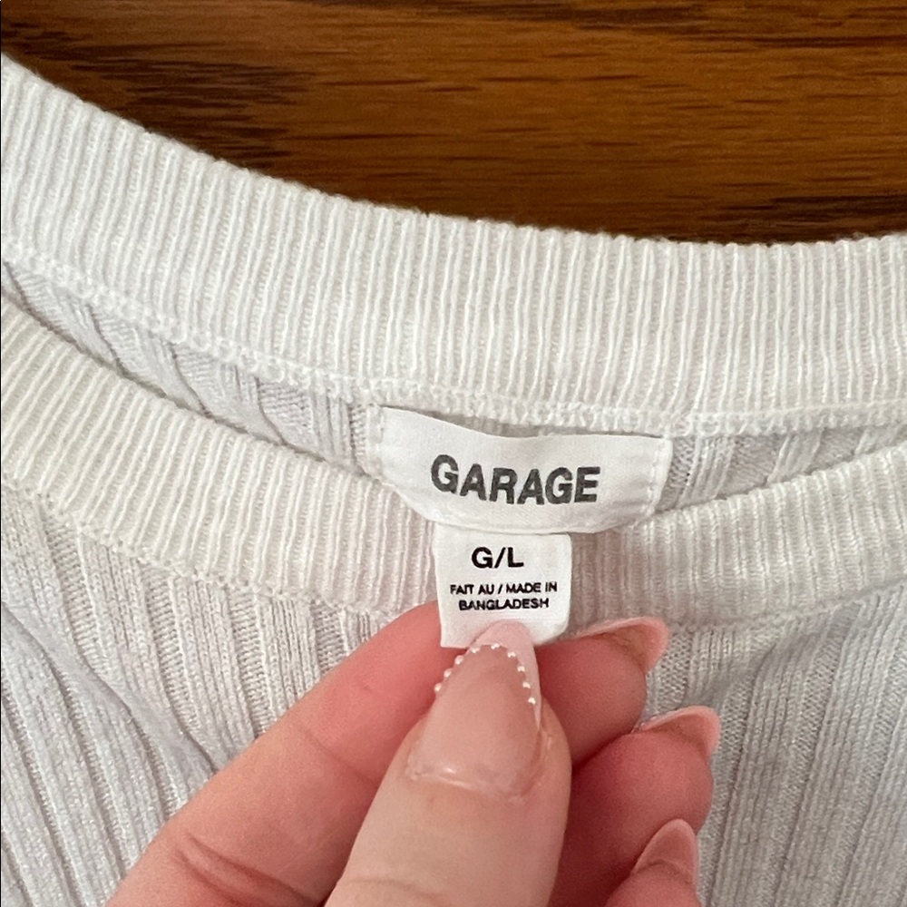 Garage Cropped White Ribbed Tank Top - Picture 2 of 5